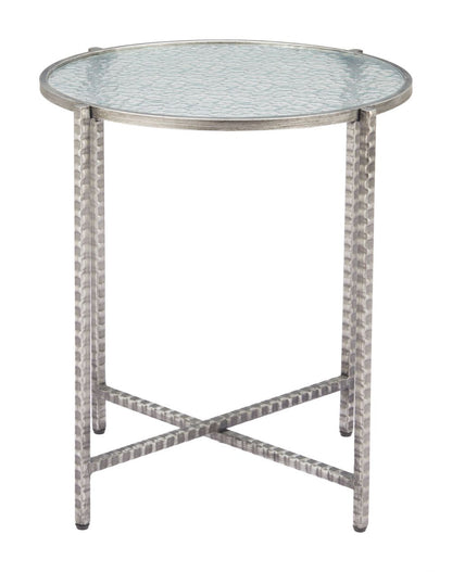 Vetro Rippled Glass Top Round Side Table