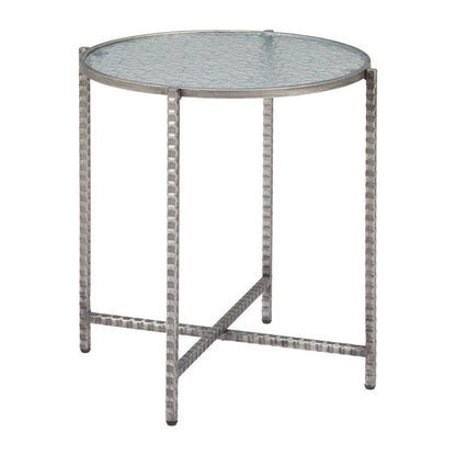 Vetro Rippled Glass Top Round Side Table