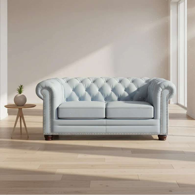 Victoria Leather Chesterfield Loveseat