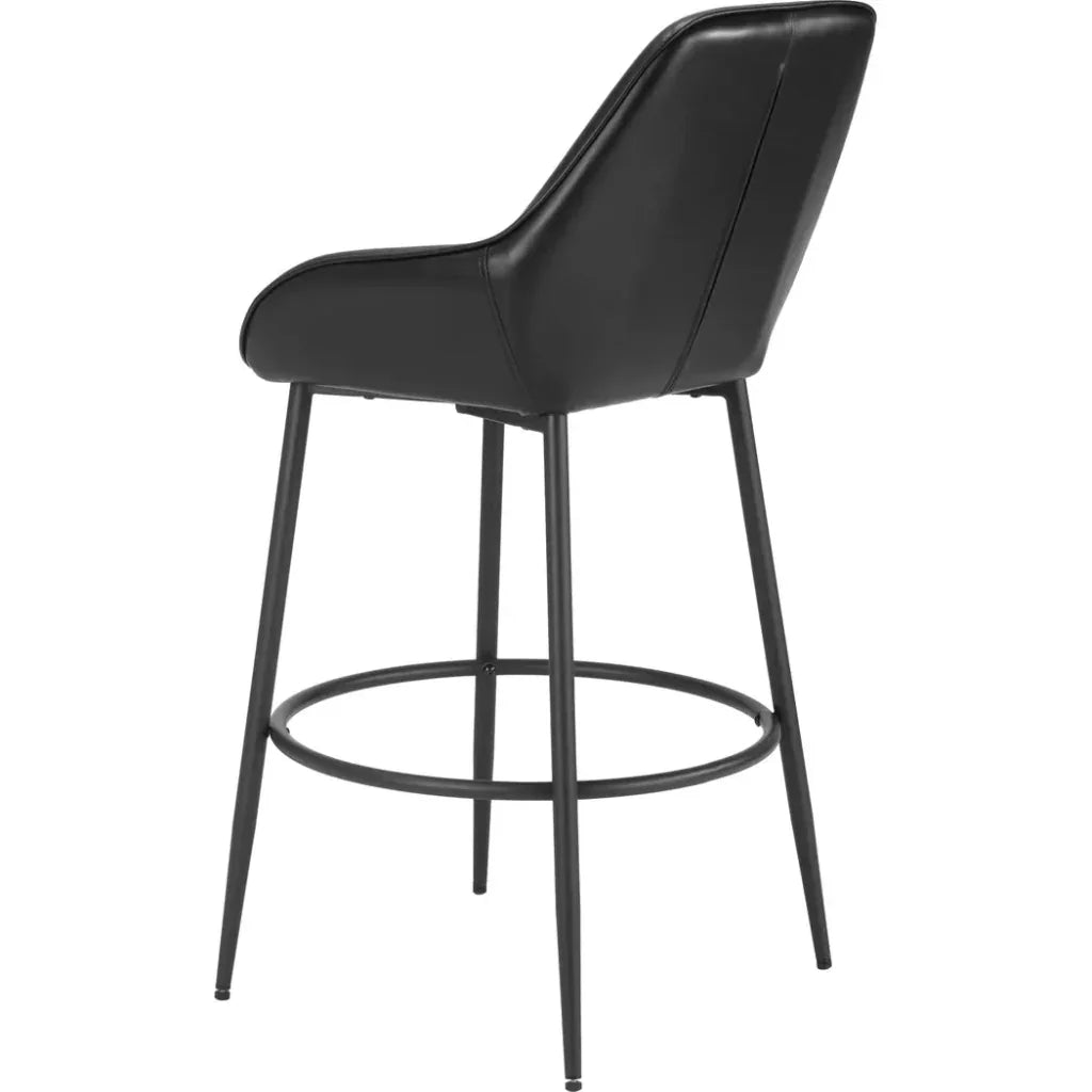 Vila Black Faux Leather Barstool (Set of 2)