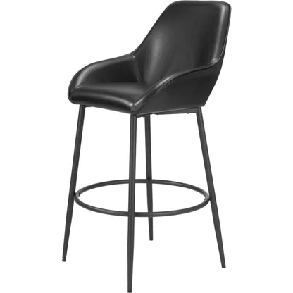 Vila Black Faux Leather Barstool (Set of 2)