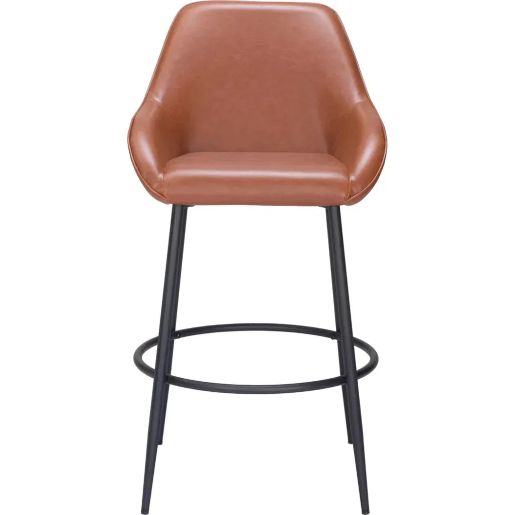 Vila Brown Leather Barstool (Set of 2)