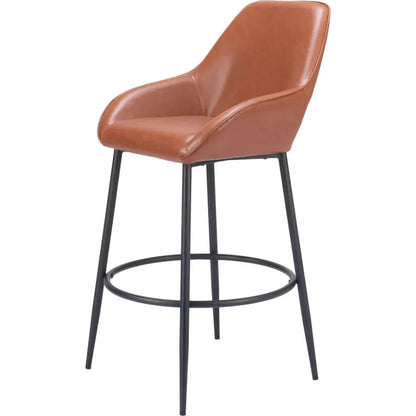 Vila Brown Leather Barstool (Set of 2)