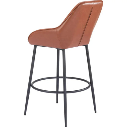 Vila Brown Leather Barstool (Set of 2)