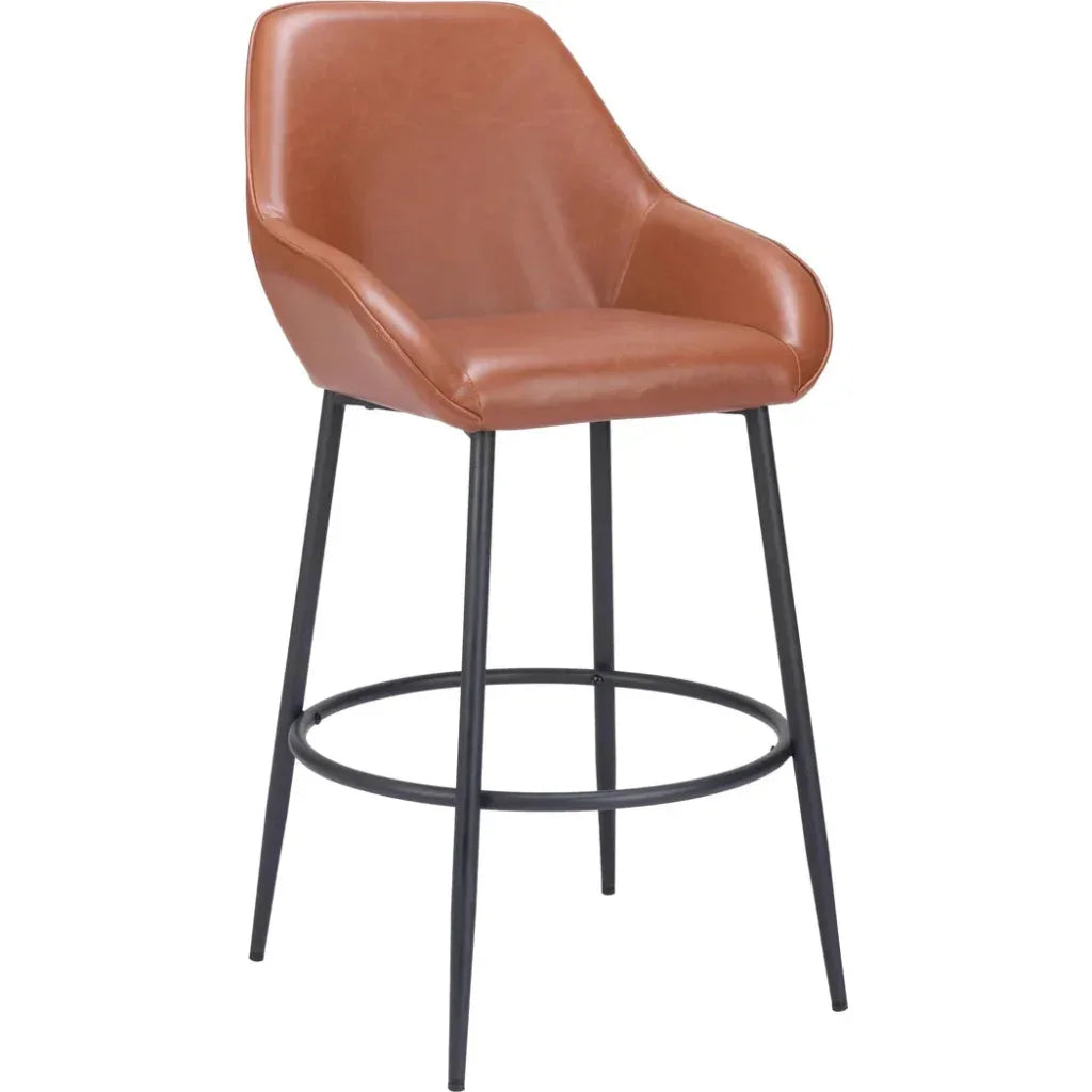 Vila Brown Leather Barstool (Set of 2)