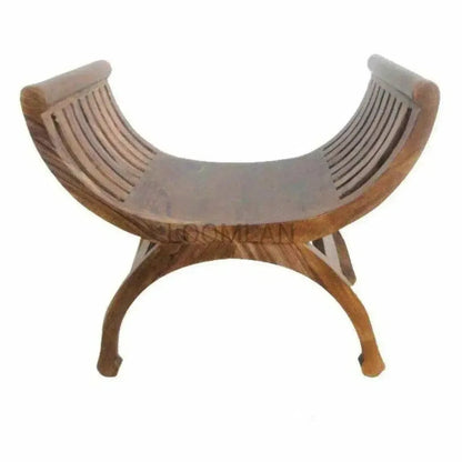 Voretta Wood Scooped Seat Design Footstool