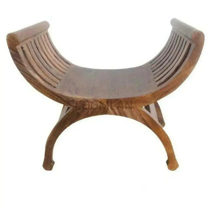 Voretta Wood Scooped Seat Design Footstool