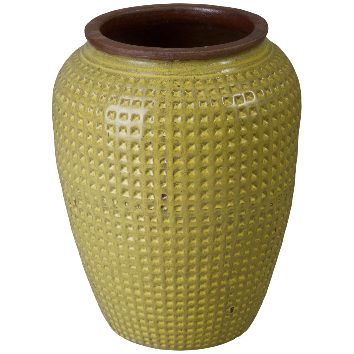 Waffle Yellow Ceramic Jar