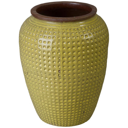 Waffle Yellow Ceramic Jar