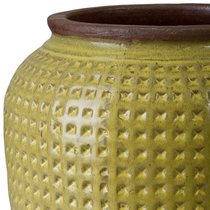 Waffle Yellow Ceramic Jar