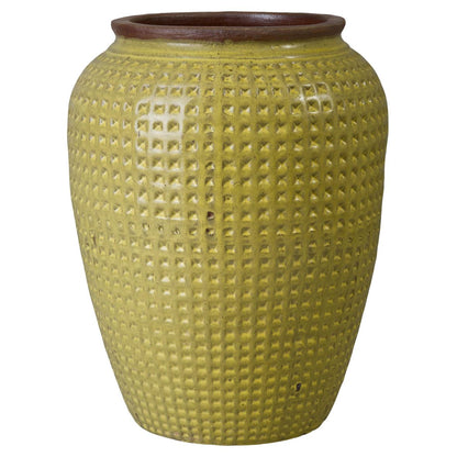 Waffle Yellow Ceramic Jar