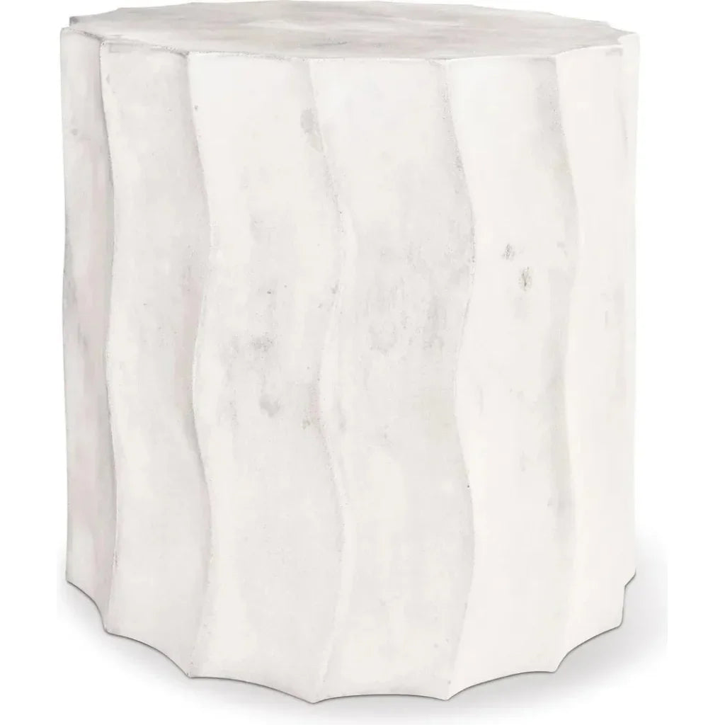 Wave Accent Table (Short) - White Outdoor End Table