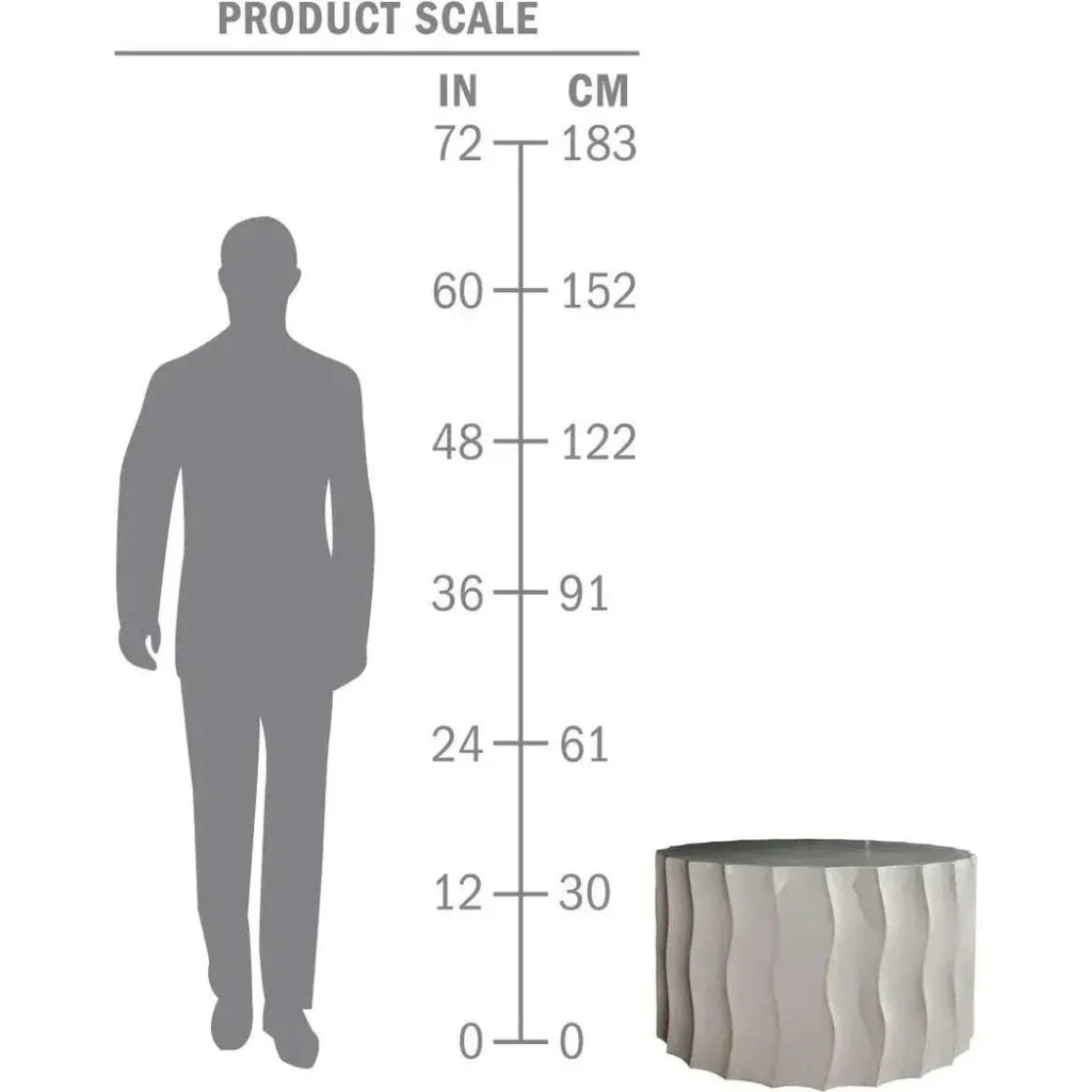 Wave Accent Table (Wide) - White Outdoor End Table
