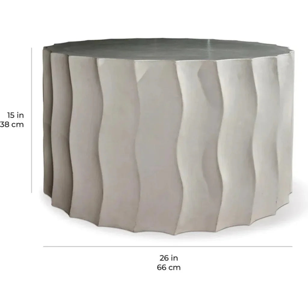 Wave Accent Table (Wide) - White Outdoor End Table