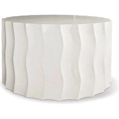 Wave Accent Table (Wide) - White Outdoor End Table