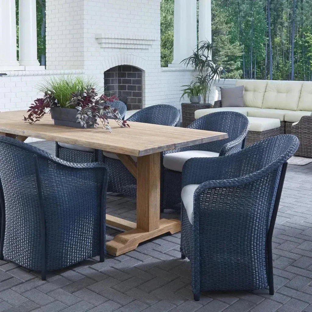 Weekend Retreat Teak Table with Wicker Chair Set 7PC