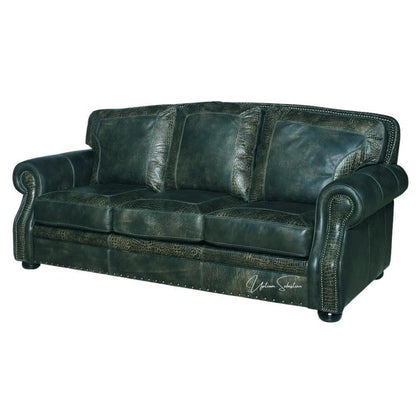 Western Couch Green Teal Alligator Embossed Leather