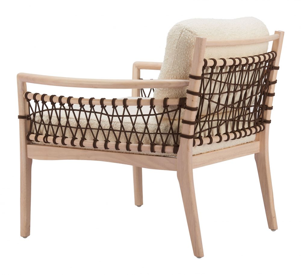 Wezly Ivory Textured Fabric Accent Chair