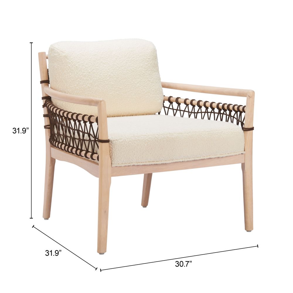 Wezly Ivory Textured Fabric Accent Chair