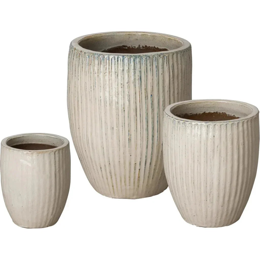 White Handcrafted Ceramic Round Planter