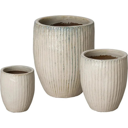 White Handcrafted Ceramic Round Planter