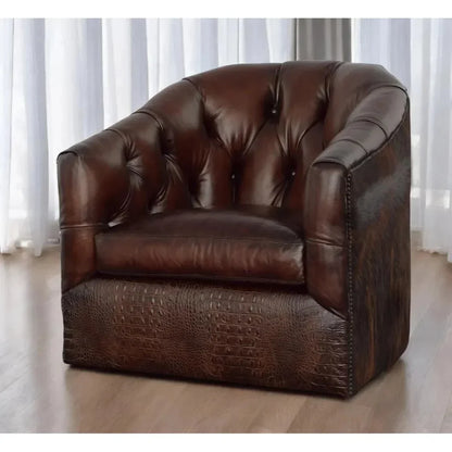 Wild Child Leather Swivel Club Chair