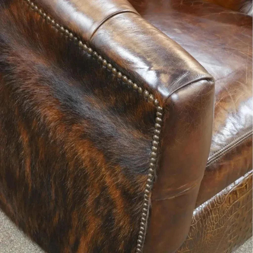 Wild Child Leather Swivel Club Chair