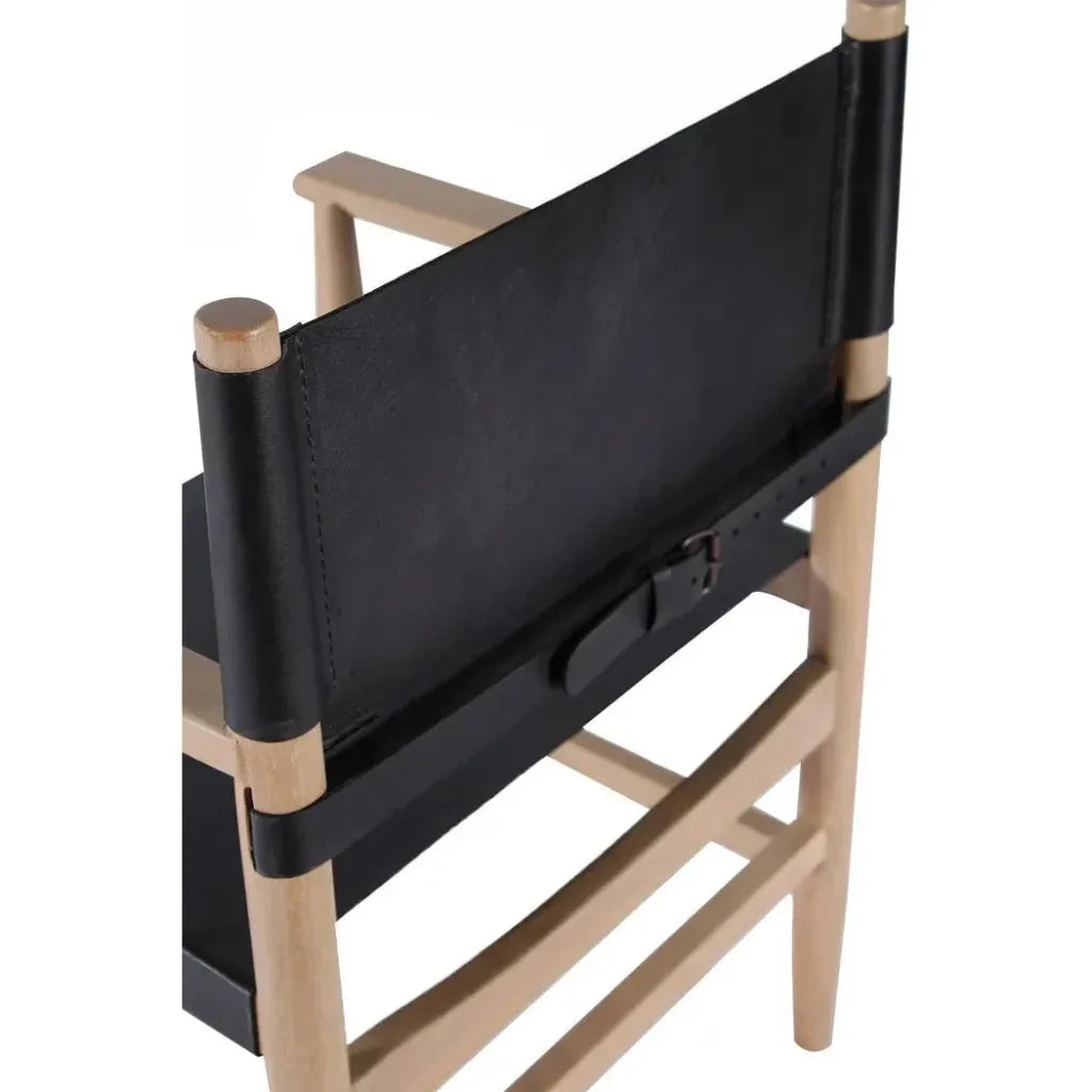 Xavier  Black Leather Arms Dining Chair