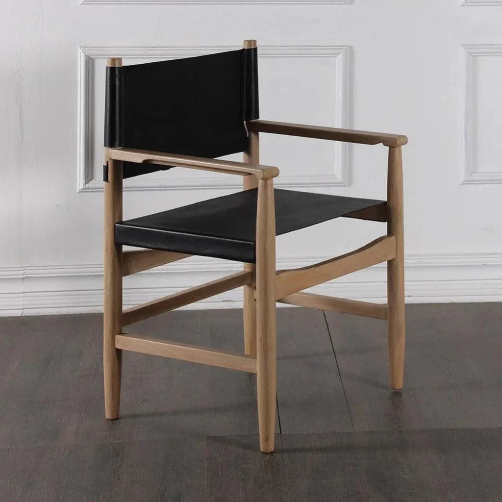 Xavier  Black Leather Arms Dining Chair