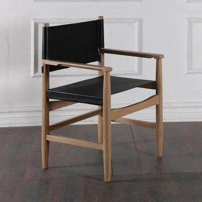 Xavier  Black Leather Arms Dining Chair