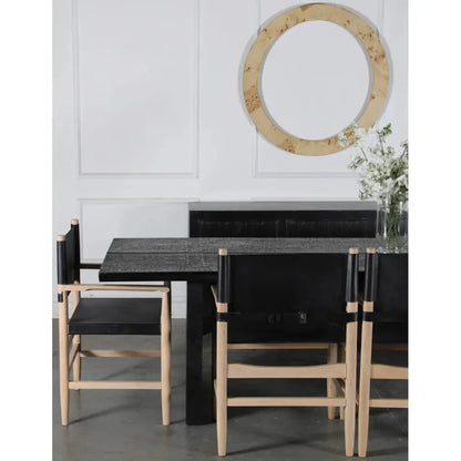 Xavier  Black Leather Arms Dining Chair