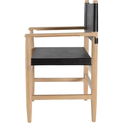 Xavier  Black Leather Arms Dining Chair