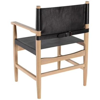 Xavier  Black Leather Arms Dining Chair