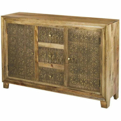 Zaley Brass Overlay Three Drawers Sideboard
