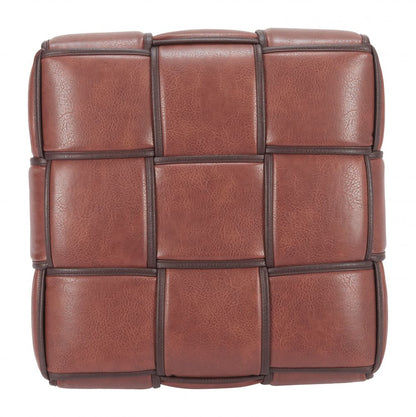 Zare Brown Faux Leather Ottoman