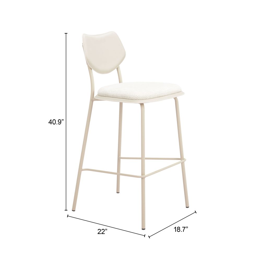 Zeal White Faux Leather Barstool 4PC