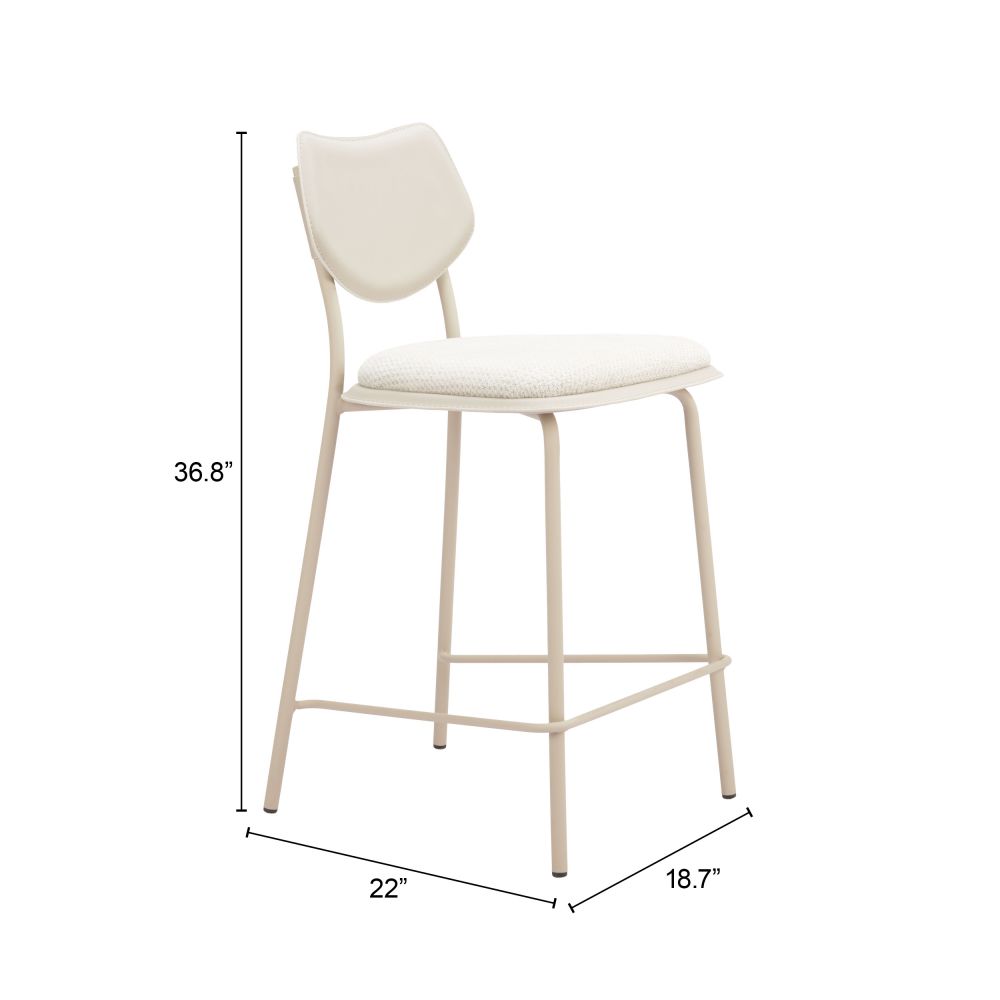 Zeal White Faux Leather Counter Stool 4PC