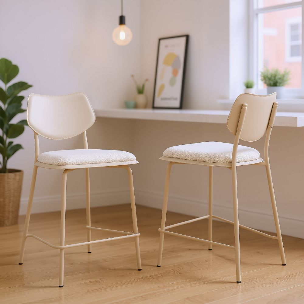 Zeal White Faux Leather Counter Stool 4PC