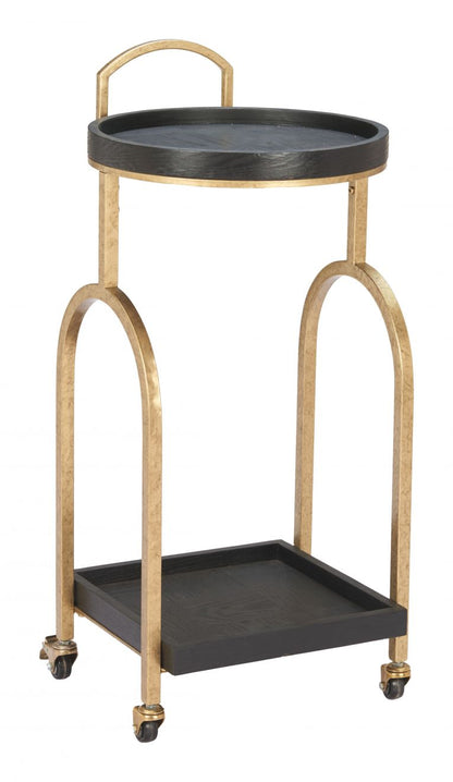 Zukei Wood Top Black Bar Cart