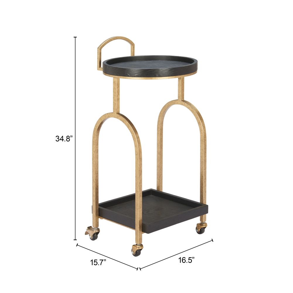 Zukei Wood Top Black Bar Cart