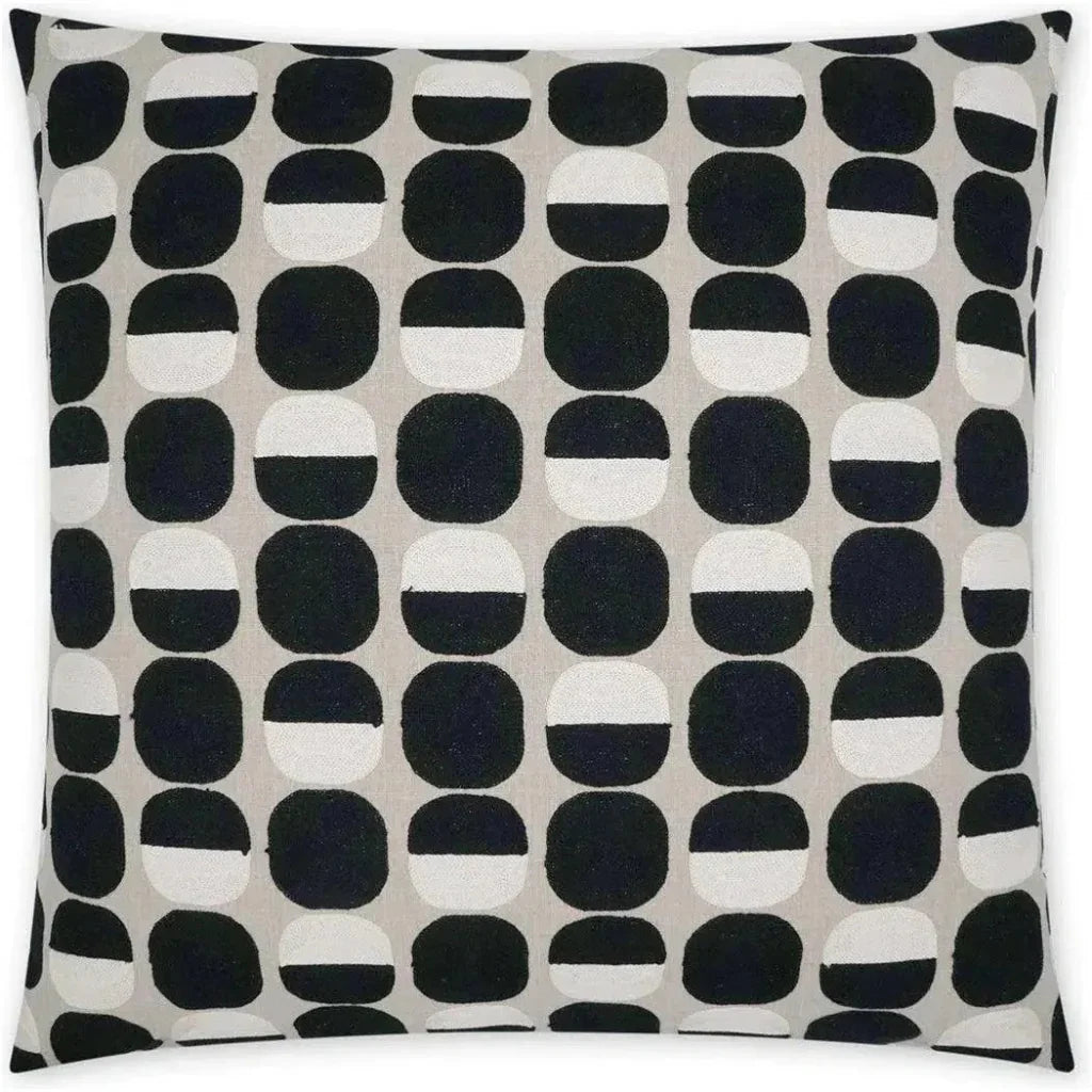 Zuri Onyx Circular Dots Black Large Throw Pillow Insert