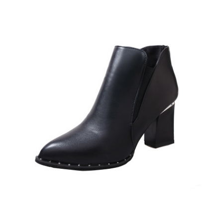 Pointed Toe Chunky Heeled Martin Boots