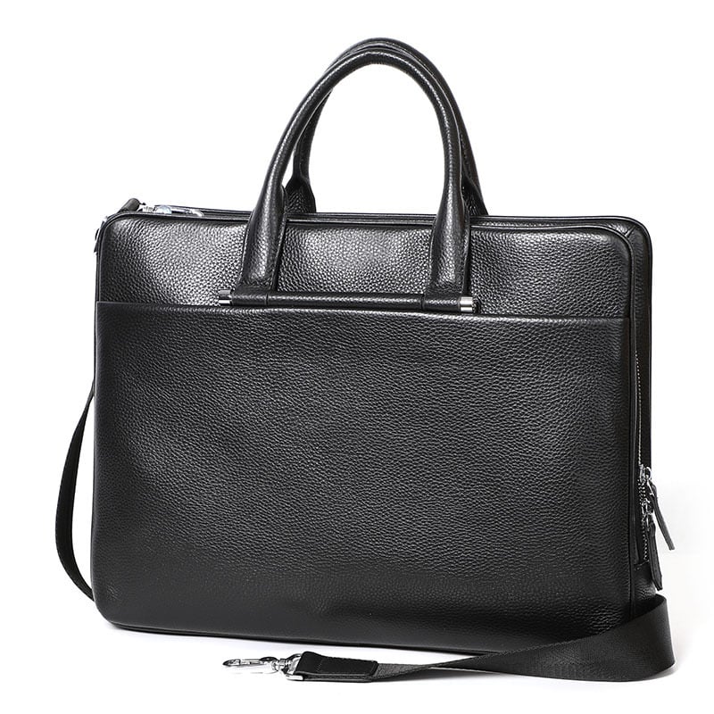 Men's Leather Briefcase with Large Capacity