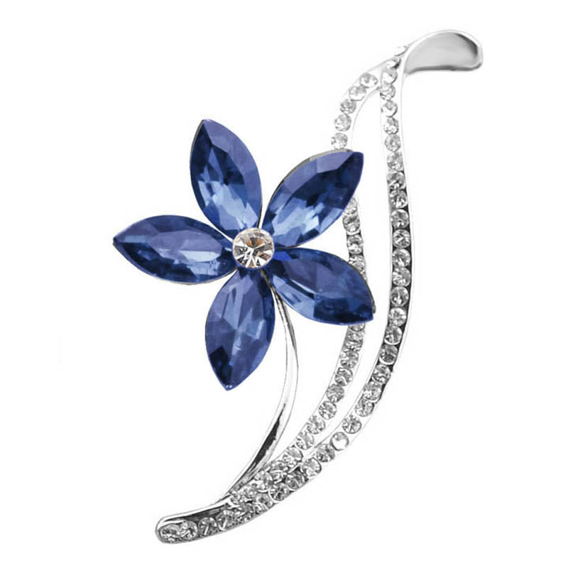 Five-Petal Flower Crystal Brooch