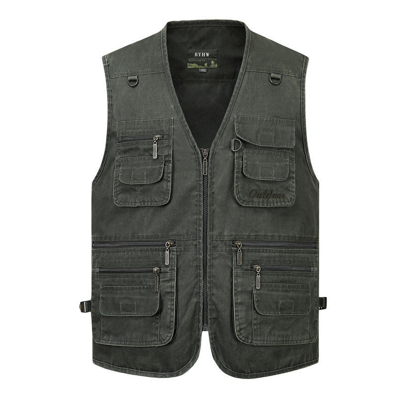 Casual Denim Fishing Vest for Middle-aged Men