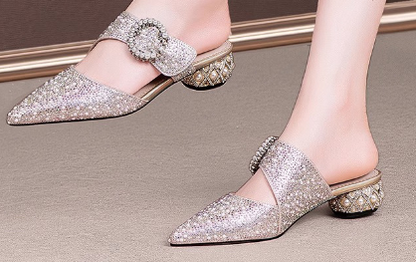 Chunky Heeled Sandals, Pointed Toe Mules, Heeled Slides