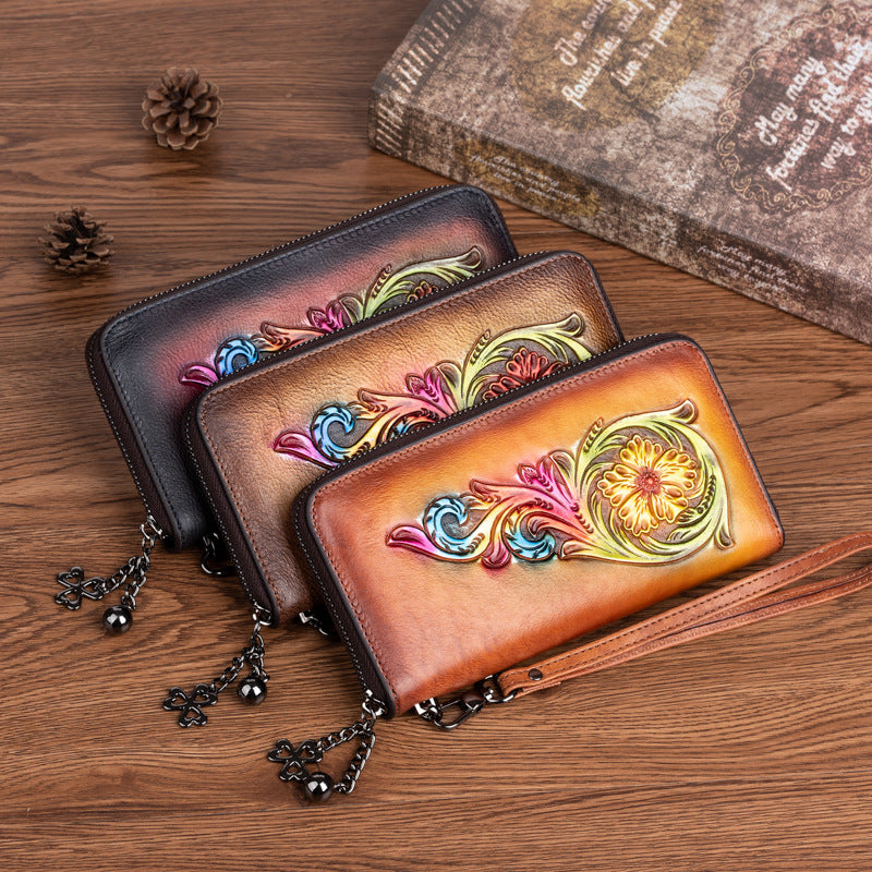 Mid-Length Women's Handbag in Top Layer Cowhide