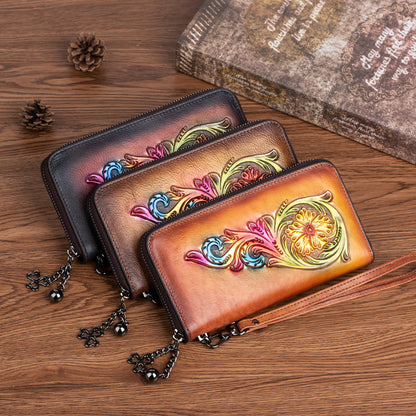 Mid-Length Women's Handbag in Top Layer Cowhide