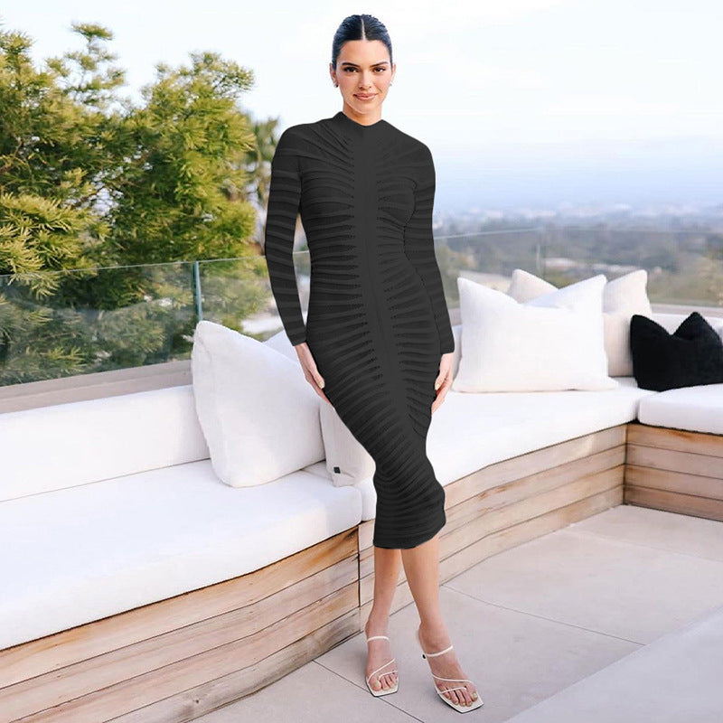 Women's Elegant Long-Sleeved Slim-Fit Sheath Dress