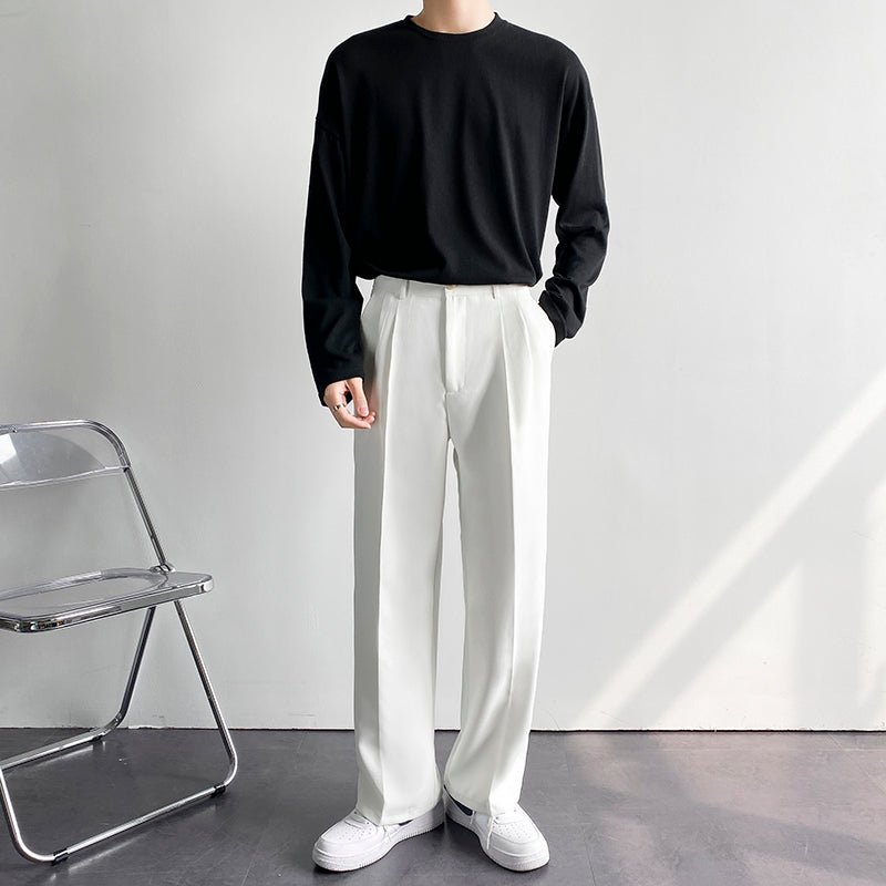 Men's Wide-Leg Loose Straight-Leg Trousers for Spring/Summer